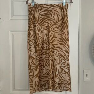 Animal print neutral satin skirt